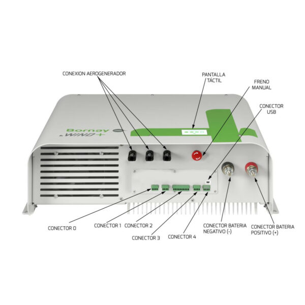 Regulador de carga MPPT Wind 25 + Frontal conexiones